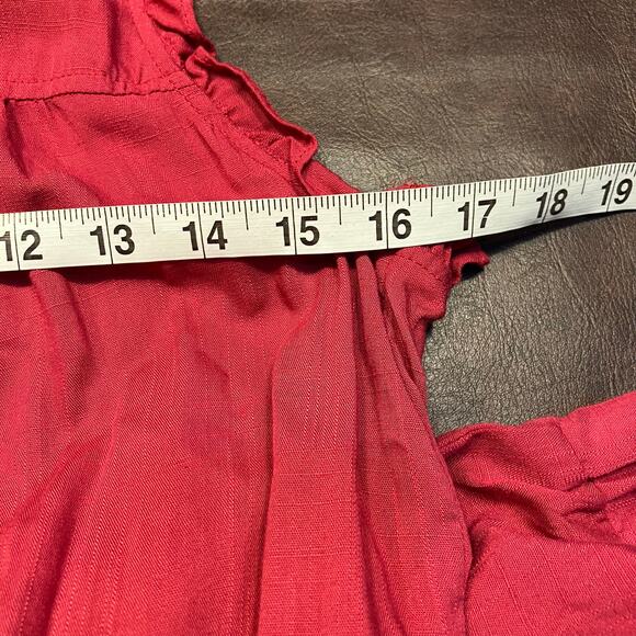 Mustard Seed Red Sleeveless Ruffle Jumpsuit M Button Front Drawstring Waist New - Picture 11 of 15